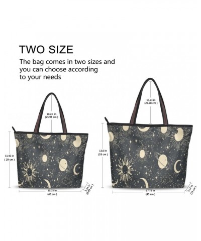 Womens Tote Bag, Black Space Sun Moon Star Ladies Zip Shoulder Handbags $12.71 Shoulder Bags