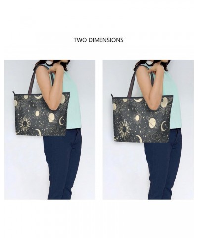 Womens Tote Bag, Black Space Sun Moon Star Ladies Zip Shoulder Handbags $12.71 Shoulder Bags