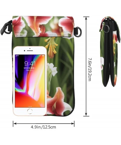 Gladiolus Flower Print Crossbody Mini Phone Bag For Women,Fashionable Cute Pu Splashproof Phone Bag,With Card Slot Gladiolus ...