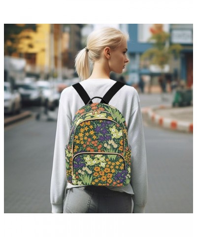 Floral Flowers Backpack Purse for Women Anti Theft Backpack Small Travel Backpack Shoulder Bags Small(11.41'' x 6.1'' x 14.17...