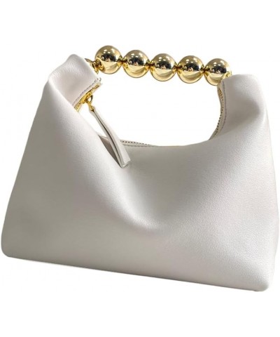 Pearl Handle Clutch Bag for Women, Elegant Pearl Evening Handbag with Top Handle Wedding Party Prom Purses (B-Blue) B-white $...