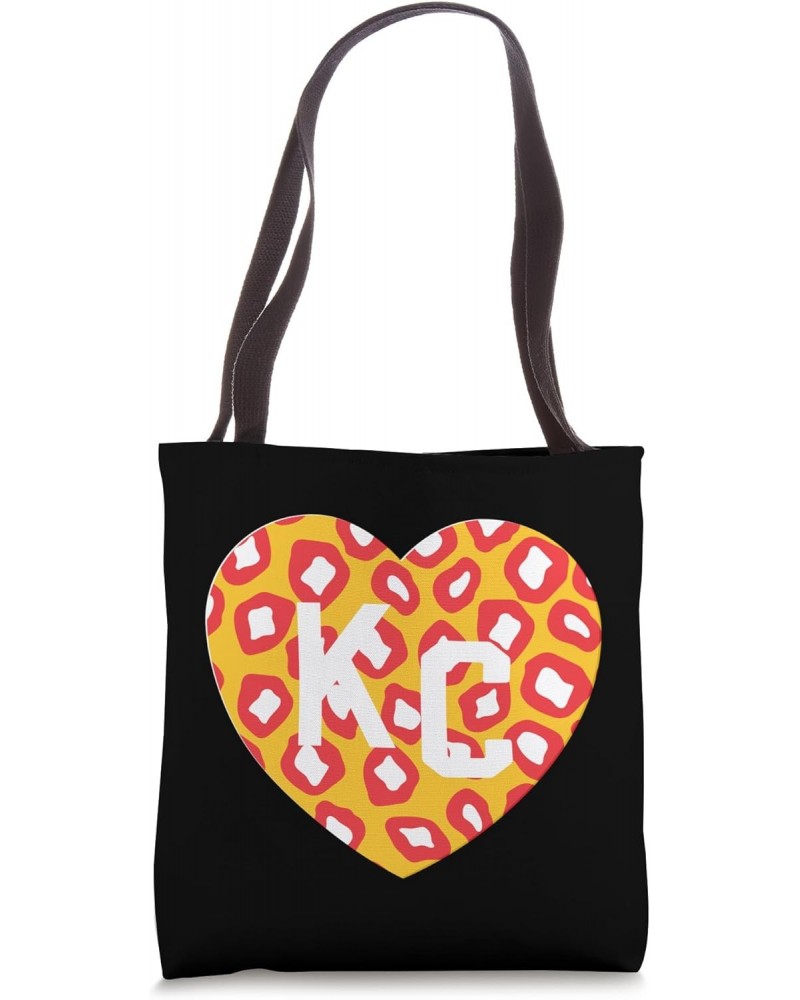 KC Heart Red/Yellow Animal Print Kansas City Hearts Kc Heart Tote Bag $11.72 Totes