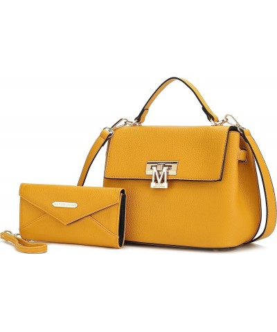 Satchel Bags for Women, Vegan Leather Work bag Top-Handle Shoulder bag Crossbody Handbag Purse Hadley Yellow $30.80 Satchels