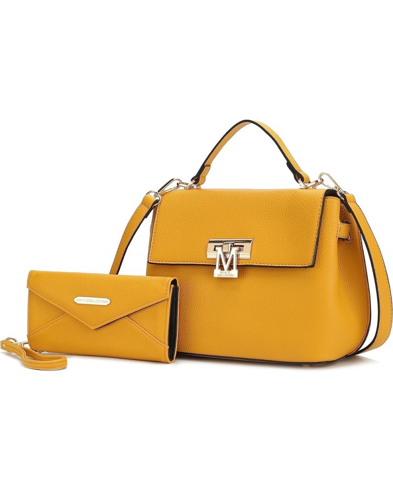 Satchel Bags for Women, Vegan Leather Work bag Top-Handle Shoulder bag Crossbody Handbag Purse Hadley Yellow $30.80 Satchels