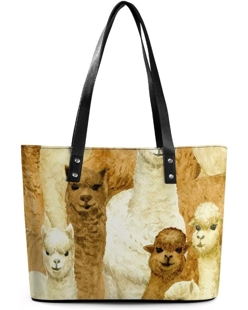 Womens Handbag Animal Alpaca Leather Tote Bag Top Handle Satchel Bags For Lady $16.45 Totes