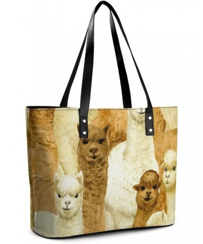 Womens Handbag Animal Alpaca Leather Tote Bag Top Handle Satchel Bags For Lady $16.45 Totes