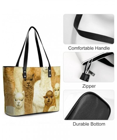 Womens Handbag Animal Alpaca Leather Tote Bag Top Handle Satchel Bags For Lady $16.45 Totes