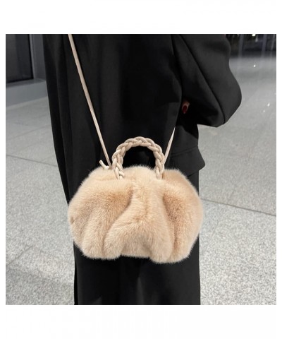 Fashion Personality Top Handle Crossbody Bag for Women Cute Plush Small Shoulder Bag Satchel Handbag Purse Tote Apricot $16.8...