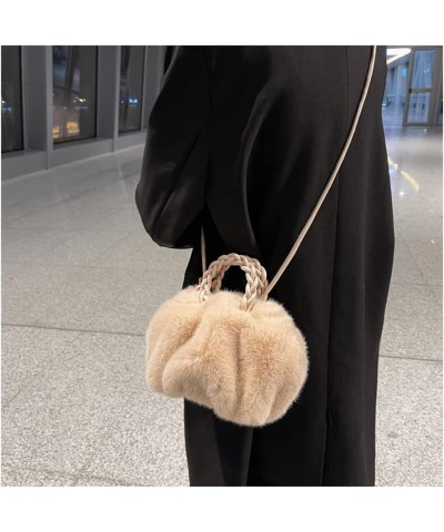 Fashion Personality Top Handle Crossbody Bag for Women Cute Plush Small Shoulder Bag Satchel Handbag Purse Tote Apricot $16.8...