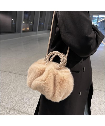 Fashion Personality Top Handle Crossbody Bag for Women Cute Plush Small Shoulder Bag Satchel Handbag Purse Tote Apricot $16.8...