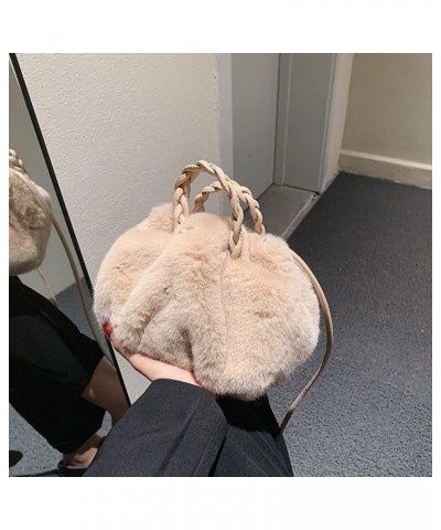 Fashion Personality Top Handle Crossbody Bag for Women Cute Plush Small Shoulder Bag Satchel Handbag Purse Tote Apricot $16.8...