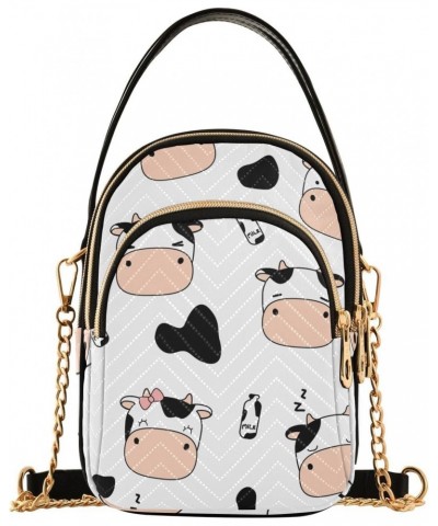 Cute Funny Cow Head Crossbody Bags for Women with Multi Pocket Shoulder Strap Cell Phone Purse Trendy Shoulder Handbags Walle...