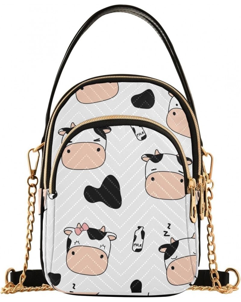 Cute Funny Cow Head Crossbody Bags for Women with Multi Pocket Shoulder Strap Cell Phone Purse Trendy Shoulder Handbags Walle...