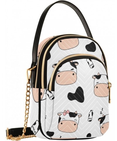 Cute Funny Cow Head Crossbody Bags for Women with Multi Pocket Shoulder Strap Cell Phone Purse Trendy Shoulder Handbags Walle...