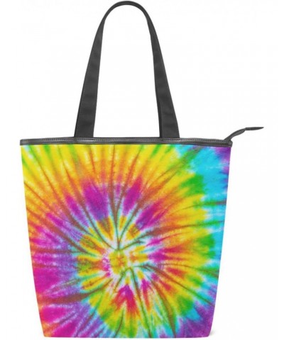 Tote Handbag for Women Tote Bag, Rainbow Streak Tie Dye Canvas + leather Shoulder Bag, Hobo bag, Satchel Purse(8ue0b) $10.25 ...