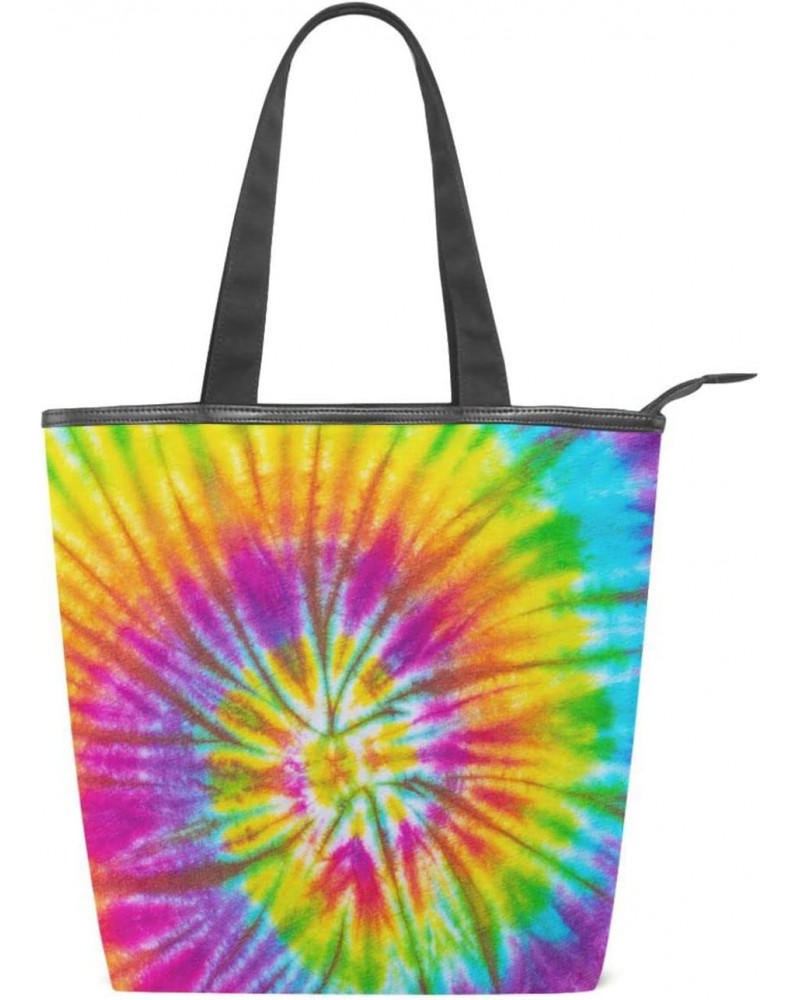 Tote Handbag for Women Tote Bag, Rainbow Streak Tie Dye Canvas + leather Shoulder Bag, Hobo bag, Satchel Purse(8ue0b) $10.25 ...