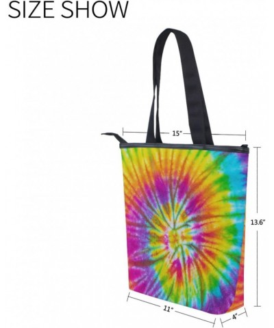 Tote Handbag for Women Tote Bag, Rainbow Streak Tie Dye Canvas + leather Shoulder Bag, Hobo bag, Satchel Purse(8ue0b) $10.25 ...