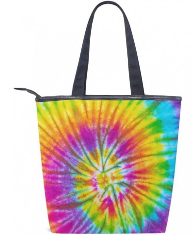 Tote Handbag for Women Tote Bag, Rainbow Streak Tie Dye Canvas + leather Shoulder Bag, Hobo bag, Satchel Purse(8ue0b) $10.25 ...