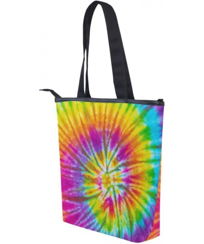 Tote Handbag for Women Tote Bag, Rainbow Streak Tie Dye Canvas + leather Shoulder Bag, Hobo bag, Satchel Purse(8ue0b) $10.25 ...