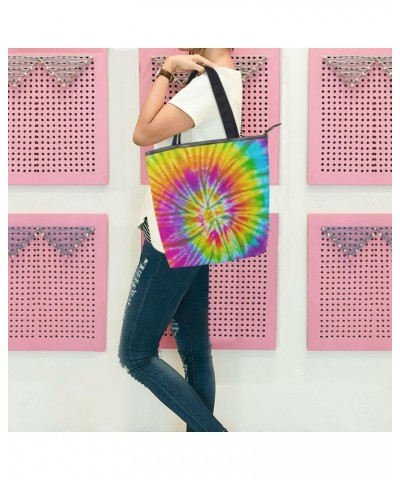 Tote Handbag for Women Tote Bag, Rainbow Streak Tie Dye Canvas + leather Shoulder Bag, Hobo bag, Satchel Purse(8ue0b) $10.25 ...