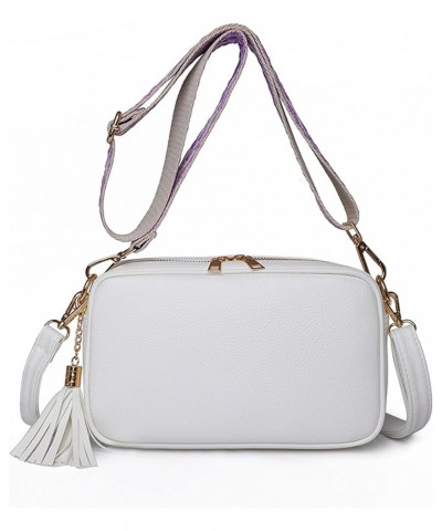 Crossbody Shoulder Bag for Women with Adjustable Strap and Tassel Detail Fashion Handbag White $12.50 Shoulder Bags