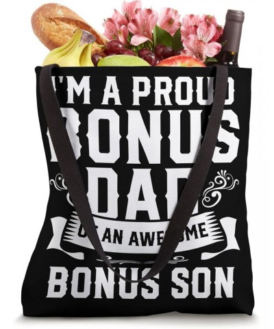 Proud Stepdad Son Family Fathers Day Daddy Funny Bonus Dad Tote Bag $16.79 Totes