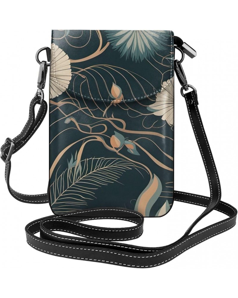 women Small Cell Phone Purse Vintage Floral Leaves pattern : Multifunction,Soft, durable,Convenient for daily use and travel ...