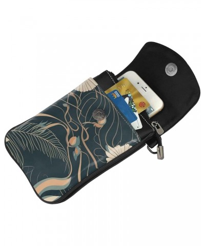 women Small Cell Phone Purse Vintage Floral Leaves pattern : Multifunction,Soft, durable,Convenient for daily use and travel ...