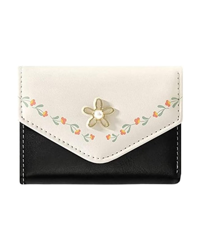 Cute Wallet, Leather Pocket Wallet Ladies Mini Purse with ID Window for Women Girls Black $8.39 Wallets