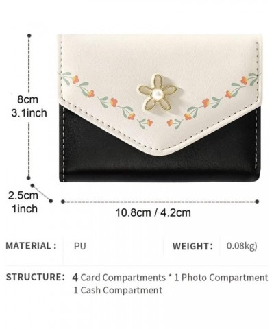 Cute Wallet, Leather Pocket Wallet Ladies Mini Purse with ID Window for Women Girls Black $8.39 Wallets