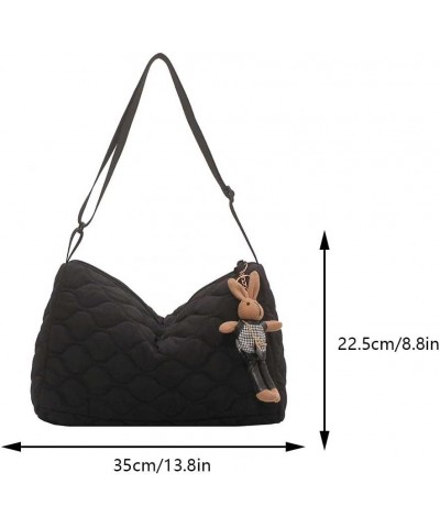 Puffer Shoulder Bag for Women Quilted Puffy Crossbody Hobo Bag Lightweight Nylon Padded Tote Handbag with Zipper Black $13.19...