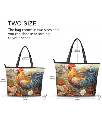 Women Tote Bags Flowers Floral Cock Farm Top Handle Satchel Handbags Shoulder Bag for Shopping 20847925 Cock $9.24 Satchels