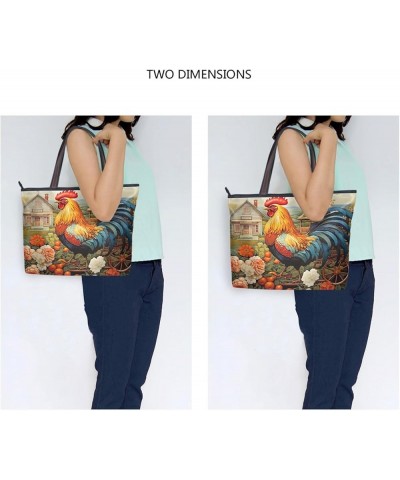 Women Tote Bags Flowers Floral Cock Farm Top Handle Satchel Handbags Shoulder Bag for Shopping 20847925 Cock $9.24 Satchels