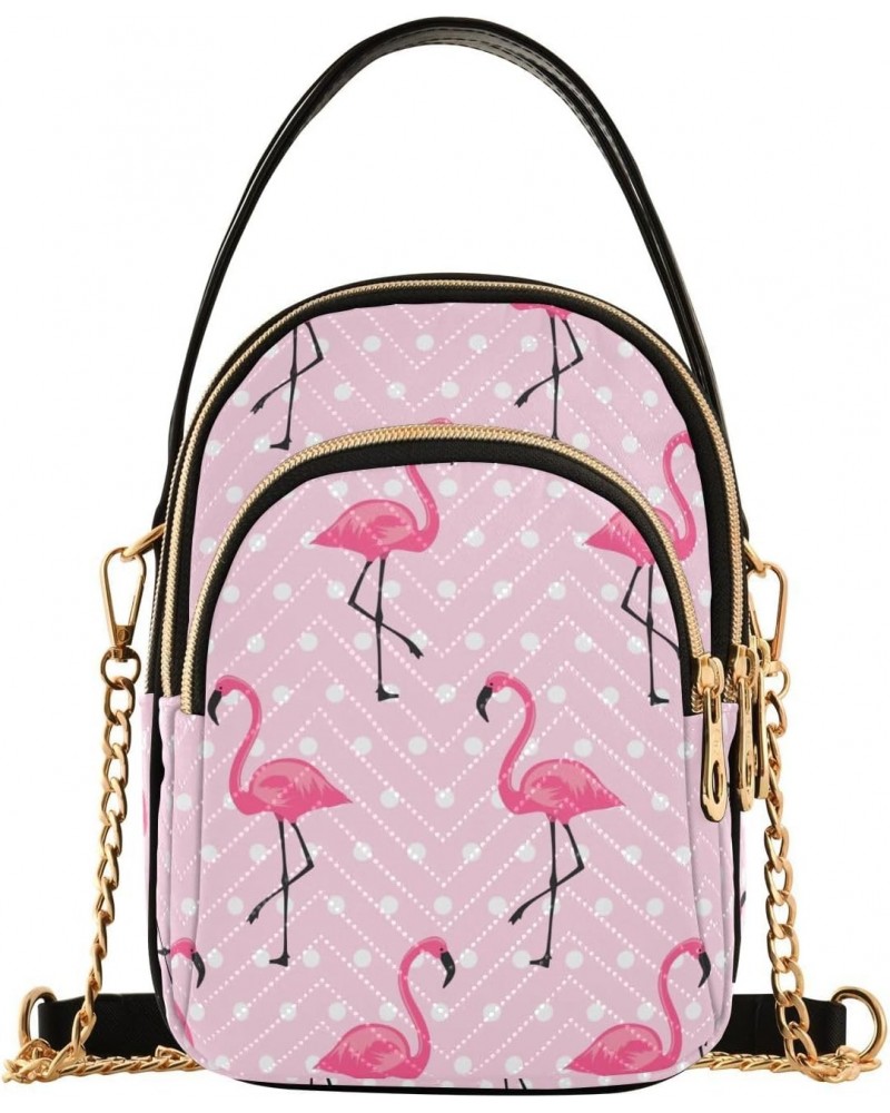 Pink Flamingo Crossbody Bag for Women Cell Phone Purse Wallet with Removable Chain Shoulder Handbag for Travel Passport Phone...