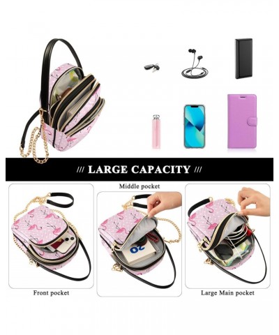 Pink Flamingo Crossbody Bag for Women Cell Phone Purse Wallet with Removable Chain Shoulder Handbag for Travel Passport Phone...