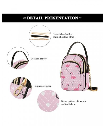 Pink Flamingo Crossbody Bag for Women Cell Phone Purse Wallet with Removable Chain Shoulder Handbag for Travel Passport Phone...