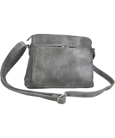 Small Multi-pocket Faux Soft Leather Cross Body Purse with Side Organizer Grey $29.57 Crossbody Bags