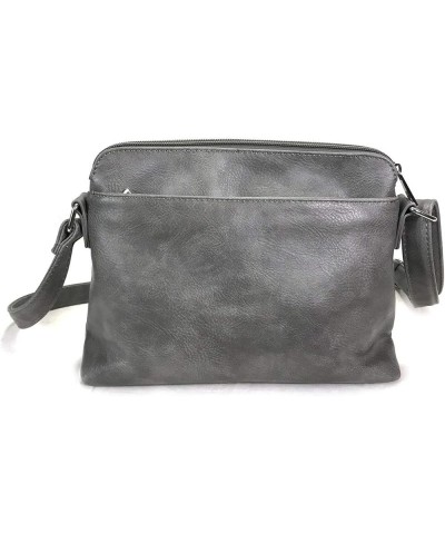 Small Multi-pocket Faux Soft Leather Cross Body Purse with Side Organizer Grey $29.57 Crossbody Bags