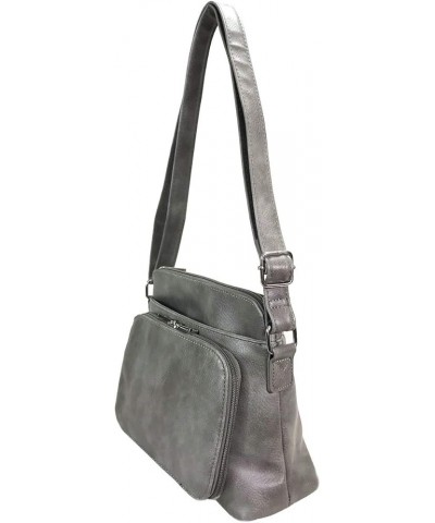 Small Multi-pocket Faux Soft Leather Cross Body Purse with Side Organizer Grey $29.57 Crossbody Bags