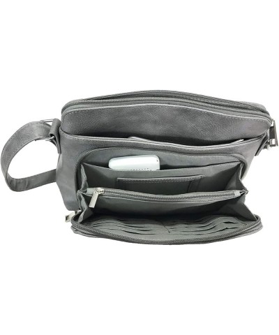 Small Multi-pocket Faux Soft Leather Cross Body Purse with Side Organizer Grey $29.57 Crossbody Bags