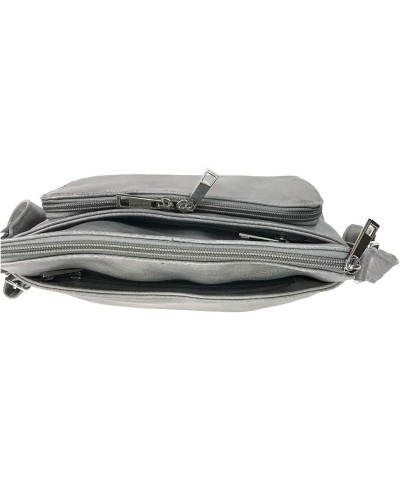 Small Multi-pocket Faux Soft Leather Cross Body Purse with Side Organizer Grey $29.57 Crossbody Bags