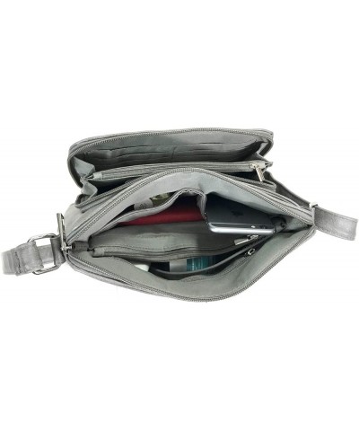 Small Multi-pocket Faux Soft Leather Cross Body Purse with Side Organizer Grey $29.57 Crossbody Bags