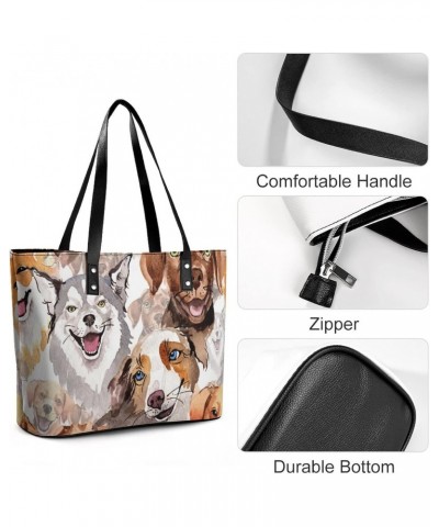 Womens Handbag Dog Leather Tote Bag Top Handle Satchel Bags For Lady $18.19 Totes