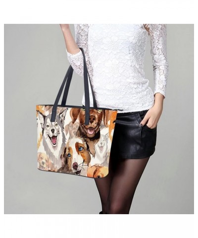 Womens Handbag Dog Leather Tote Bag Top Handle Satchel Bags For Lady $18.19 Totes