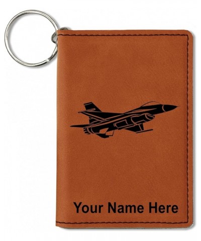 ID Holder Wallet, Fighter Jet 1, Personalized Engraving Included (Black with Silver) Dark Brown $13.44 Wallets