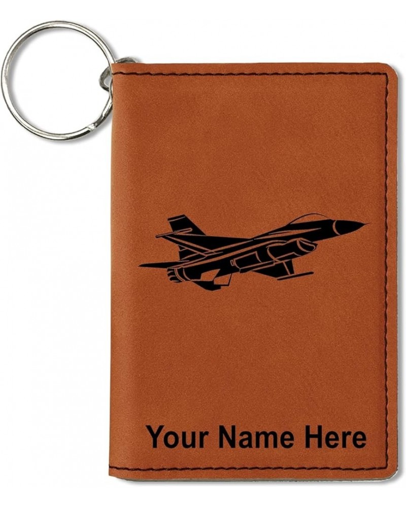 ID Holder Wallet, Fighter Jet 1, Personalized Engraving Included (Black with Silver) Dark Brown $13.44 Wallets