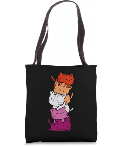 Kawaii Cat Pile Orange Pink Lesbian Pride Tote Bag $11.88 Totes