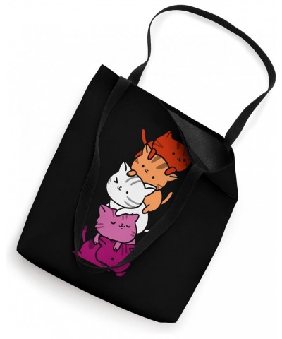 Kawaii Cat Pile Orange Pink Lesbian Pride Tote Bag $11.88 Totes