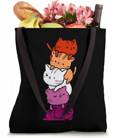 Kawaii Cat Pile Orange Pink Lesbian Pride Tote Bag $11.88 Totes