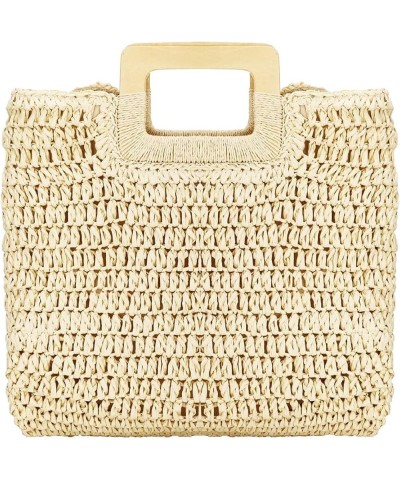 Straw Tote Bag with Wooden Handle Women Hobo Woven Handbag Summer Beach Travel/67 Beige $21.28 Totes